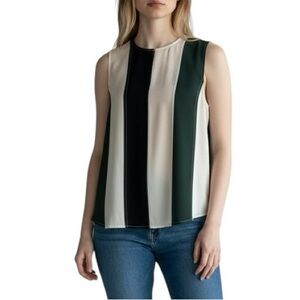 Judith & Charles striped sleeveless teardrop neck top size 8 excellent condition